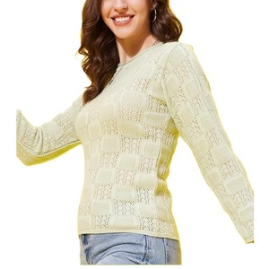Jersey de punto elegante para mujer, Top informal de invierno y otoño para mujer, cuello redondo acrílico 100% - Product Image 6