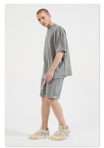 ชุดสองชิ้นสำหรับผู้ชายใส่สบายน้ำหนักเบาทรงแบ็กสำหรับฤดูร้อนชุดกันลมปักลายเสื้อยืดแบบลำลอง - Product Image 4