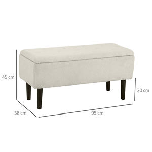HOMCOM Banc de chevet avec compartiment de rangement 47L et rembourrage Bouclé, 95x38x45 cm, beige - Product Image 3