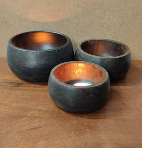 Bougie de luxe sur mesure pour la maison, grand bol à bougie, design rond en nid d'abeille, résistant à la chaleur, écologique, noir mat, fabriqué en bois ciré vintage - Product Image 5