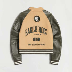 Premium Custom Patch Varsity <b>Jacket</b> <b>Retro</b> Hip Hop Streetwear Men <b>Leather</b> Sleeve Wool Letterman Bomber <b>Jacket</b> Baseball Uniform - Product Image 2