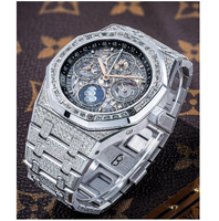 Montre Homme Élégante de Luxe Antique en Acier Inoxydable avec Cadran en Verre Quartz et Diamant Moissanite, Aiguilles Lumineuses, Esthétique Raffinée