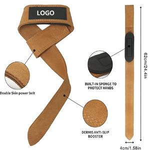 Sangles de musculation en cuir personnalisées avec logo, sangles de poignet pour la musculation, rose, pour la musculation - Product Image 5