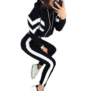 Chándal de Top corto grueso para mujer, conjunto deportivo informal con capucha de dos piezas, otoño 2023 - Product Image 1