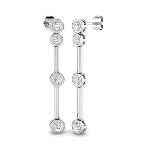 Exquisitos pendientes colgantes de corte redondo con diamante cultivado en laboratorio de 0.85 ct en platino para fiestas nupciales - Product Image 2