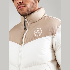 Men's High Quality <b>Denim</b> Puffer <b>Jacket</b> Vintage Style Hooded Collar Front Embroidered Logo Solid Pattern Winter Closure Zipper - Product Image 5