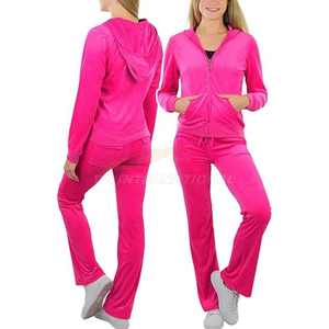 Chándal personalizado de terciopelo para mujer, 2 uds., Sudadera con capucha y pantalones, directo de fábrica, Impresión de logotipo OEM, ropa de descanso de poliéster suave - Product Image 5