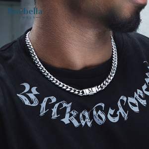 Chaîne à maillons cubains en argent sterling 925 plaqué or 14 carats 10mm avec boucle de lettre initiale Miami pour hommes - Product Image 3