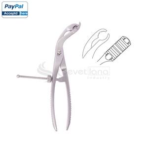 Forceps orthopédiques chirurgicaux manuels en acier inoxydable de qualité allemande, approuvés CE, 15 cm, à fixation par fil incurvé, pour maintien osseux - Product Image 3