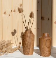 Vase de table en bois éco-responsable au fini naturel, support floral artisanal, diamètre personnalisable, décoratif pour mariage AZ