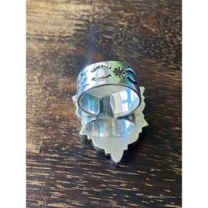 Southwest Handmade Multi Stone <b>Sterling</b> <b>Silver</b> <b>Adjustable</b> Cluster <b>Ring</b> Marquise Cut Natural Gemstone Bezel Set Everyday Wear - Product Image 5