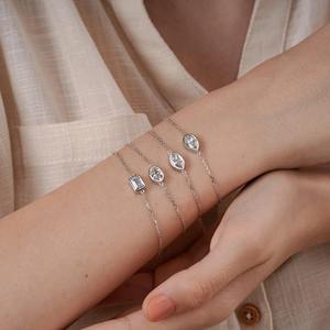 Pulsera Solitario con Diamante Cultivado en Laboratorio de Corte Ovalado, Engastado en Bisel, con Cadena de Oro de 14k, para Regalo de Boda, a Precio de Mayoreo - Product Image 6