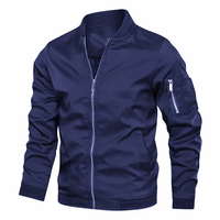 Veste coupe-vent verte pour homme, fermeture éclair, col montant, coupe-vent, style décontracté, matière polyester, vêtement d'automne