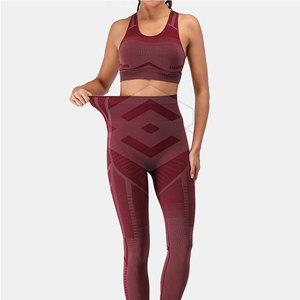Conjunto Deportivo de 2 Piezas para Mujer, de Alta Calidad, Transpirable, de Secado Rápido, Cintura Elástica, Sin Costuras, Diseño Sólido, Tallas Grandes, para Yoga y Fitness - Product Image 1
