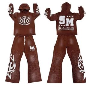 Chándal de 2 piezas con diamantes de imitación Sun Faded Screen Print logo Set Chándales para adultos de alta calidad Hombres y mujeres Trajes de sudor - Product Image 2