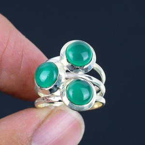 Joyería para mujer, anillo de estilo bohemio de plata, joyería de plata de ley 925, piedras preciosas de ónix verde, anillo hecho a mano de tendencia, regalo para el amor - Product Image 3