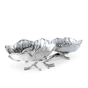 ชามอลูมิเนียมโลหะทรงกลมสีเงินสีดำสำหรับตกแต่งบ้านดีไซน์แฟนซีพร้อมเสิร์ฟผลไม้ผัก - Product Image 1