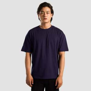 Camiseta Hustle Azul Marino con Diseño Elegante, Estilo Jersey de 300 Gramos, Etiqueta Personalizada, Impresión Serigráfica para Ejercicio - Product Image 2