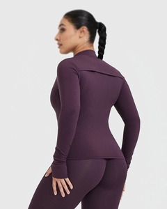 2025 Women's Zip up Long Sleeve Sports <b>Jacket</b> <b>Yoga</b> Wear with Loose Running Fitness Crop Top Casual Gym Fitness Sets - Product Image 6