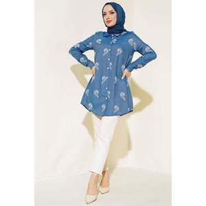 Chemise Brodée Look Denim Bleu - Product Image 3