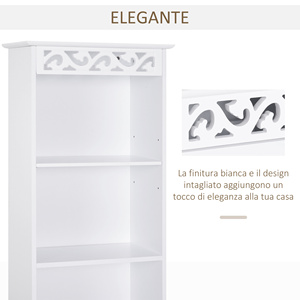 Cabinet tour de salle de bain HOMCOM 3 étagères réglables sur 3 niveaux et 1 grand bouton de meuble inférieur sur la porte MDF blanc 40x23x160cm - Product Image 5