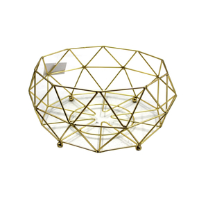 Paniers de fruits en fer décoratifs pour la maison au design unique avec poignée, grand panier de rangement de table fini or rose de forme ronde - Product Image 4