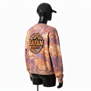 Sudadera para Mujer con Efecto Deslavado al Sol, Felpa Vintage, Color Naranja Morado, Talla Grande, Logotipo Personalizado, Lavado Ácido, Transpirable - Product Image 5