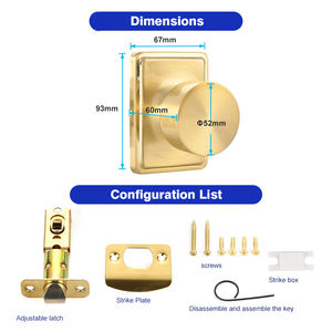 Ensemble de poignées de <span class=keywords><strong>porte</strong></span> carrées universelles en noir mat, en acier inoxydable, avec couvercle rectangulaire, serrure sphérique pour portes de salle de bain - Product Image 2