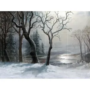 Arte Albert Bierstadt paisaje Mural cerámica Backsplash baño azulejo pared murales #2415 para escenas de invierno - Product Image 1