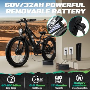Nueva Bicicleta Eléctrica de 9000W con Doble Motor para Adultos, 52MPH, Voltaje de Carga 63V 32A, Neumáticos Todoterreno, 7 Velocidades - Product Image 2