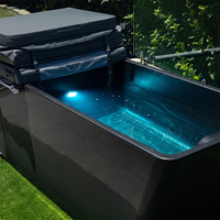 Bain de glace en acrylique noir Gurgle avec système de refroidissement, LED, ozone, filtre 20 microns, piscine de plongeon froid tout-en-un