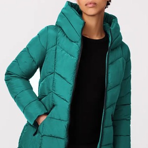 OEM <b>Women's</b> Long Sleeve Zip <b>Fly</b> Waterproof Knitted Quilted Puffer <b>Jacket</b> Cotton Canvas Breathable Winter Coat Hooded High Street - Product Image 4