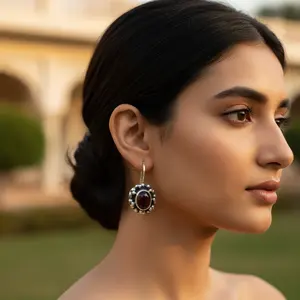 Pendientes de Plata 925 con Granate para Mujer - Product Image 3