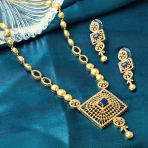 Wholesale Brass 14K 18K 24K Micro Gold Plated Forming AD Stone Women's <b>Wedding</b> Necklaces Traditional Indo-Western Design Fashion - Product Image 4