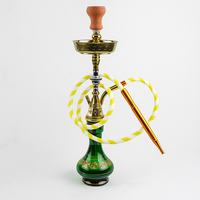 Ensemble de chicha moderne WELKIN en or de luxe avec logo personnalisable, base en verre vert, tige en métal doré