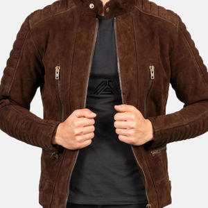 Chaqueta de cuero de diseño personalizado para hombre con cuello interior de espacio de marca y manga para etiquetas de ropa superior - Product Image 1