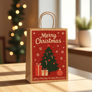 Bolsas de regalo de Navidad de papel Kraft ecológicas de lujo con embalaje promocional impreso personalizado para marcas - Product Image 6