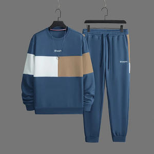 Vente en gros Ensemble sweatshirts et pantalons de survêtement à col rond Ensemble de survêtements 2 pièces en coton éponge vierge décontracté - Product Image 6