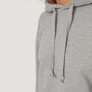 Sweat à capuche court gris chiné pour femmes 100% coton surdimensionné Streetwear pull doux polaire Premium décontracté sweats à capuche pour femmes - Product Image 3