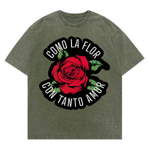 Camiseta con estampado gráfico unisex vintage inspirada en Selena Quintanilla-Estampado de punto lavado "Como La Flor Con Tanto Amor" - Product Image 4