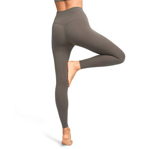 Fitness Gym Wear Women Casual Breathable Mid Waist Solid <b>Pattern</b> Knitted Custom Sportswear <b>Leggings</b> Wholesale - Product Image 3