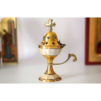 Nouveau brûleur d'encens décoratif pour la maison de conception antique brûleur en laiton chrétien en métal avec porte-encens en nacre