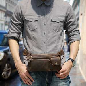 Vintage Genuine Leather Waist Bag Men's Chest Pack Large Capacity Zipper Closure Daily Use All Seasons Stylish Fanny Pack - Product Image 6