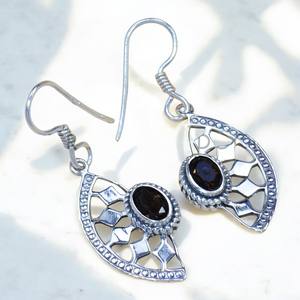 Bisel de corte ovalado de alta calidad, piedras preciosas de cuarzo ahumado, pendientes reales de Plata de Ley 925, joyería fina de plata al por mayor a granel - Product Image 1