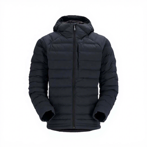 Veste d'hiver matelassée à capuche pour homme, coupe-vent, décontractée, fermeture éclair sur le devant, couleur unie, épaisse, coupe classique - Product Image 1
