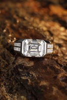 Bague pour homme en argent sterling S925 avec diamants et moissanite Anster, moissanite blanche taille émeraude