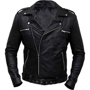 Blouson de moto classique pour homme en cuir de vache véritable durable, doublure en coton anti-UV, style motard, capuche, saison hivernale, XS, toile - Product Image 1