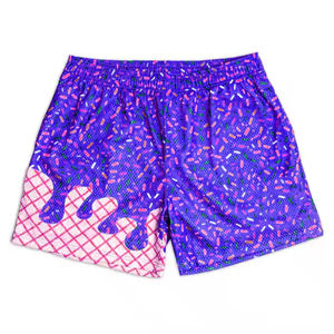 กางเกงขาสั้นชายหาดแบบผูกเชือกเอวยางยืดแห้งเร็วสำหรับผู้ชายกางเกงขาสั้นพิมพ์ลายซับลิเมชันตามสั่ง - Product Image 4