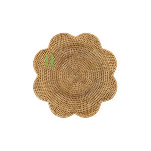 BEST SELLER Wedding Decoration Flower Rattan Scalloped <b>Placemat</b> Natural Hand Woven Rattan <b>Placemat</b> For Table Decoration - Product Image 6