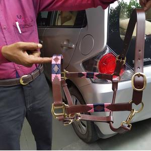 NIDA personalizado Color cuero caballo Polo Halter argentino Polo estilo latón duradero hebilla en relieve Logo uso ecuestre hecho - Product Image 2